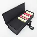 White & Deep Purple Roses in Black Box 1 01