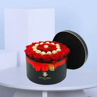 Valentines Day Home 64 Box of Red Roses with Ferrero Rocher chocolates