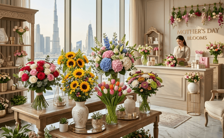 Beautiful Mother’s Day flower bouquet delivery for mom in Dubai showing love and appreciation