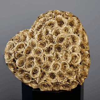 Heart Golden sprayed Roses - 100 stems