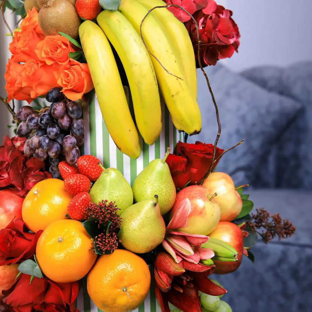 Aspiring Delight (5) Aspiring Delight fruit arrangement in a box.