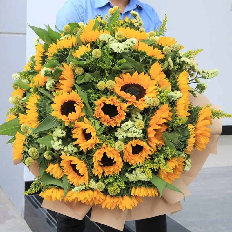 Cheerful Bunch (1) A large bouquet of sunflowers.