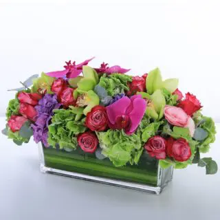 Vibrant Centerpiece by Black Tulip Flowers