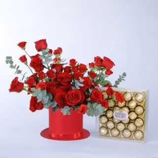 flower box with chocolates gift delivery in dubai