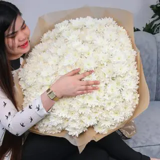 100 stems White Chrysanthemum bouquet