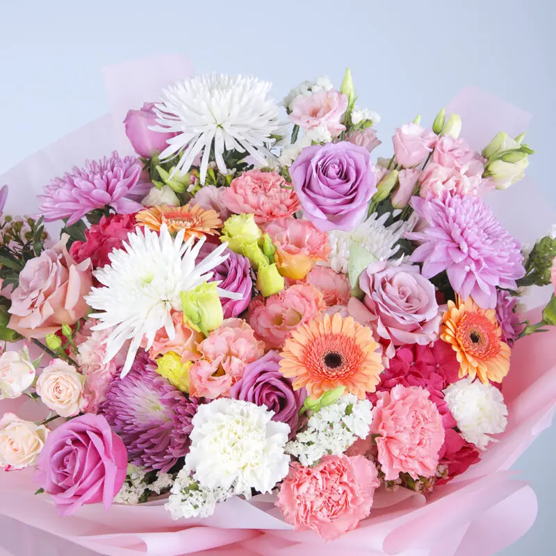 Close-up view Bouquet of pink hydrangea with pastel flowers