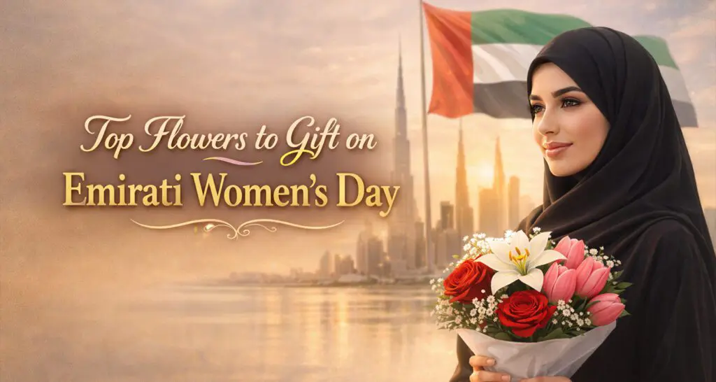 Elegant flower bouquet for Emirati Women’s Day celebration honoring women in the United Arab Emirates