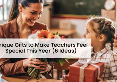 Kinder garden student offering flower bouquet to a female teacher