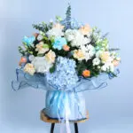 Ethereal Blue & Peach Floral Symphony 1 Ethereal Blue & Peach Floral Symphony