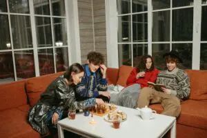 a group of frinds playing game
