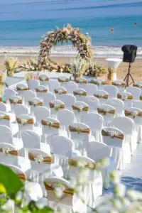 Wedding Flower Decoration 14 beach wedding flower arch with seating