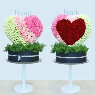 Front and Back Luxury Heart Shape Flower Box Arrangement Delivery UAE