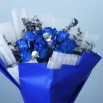 Painted Rose & Silver Eucalyptus Bouquet 3 02