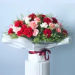 50 Mixed Roses & Lipidium Bouquet 1 Mixed Rose Bouquet Colorful Flower Gift