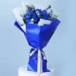 Painted Rose & Silver Eucalyptus Bouquet 1 painted-rose-silver-bouquet