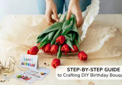 A person making a tulip bouquet