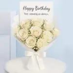 Cream Rose Birthday Bouquet (10 Roses) 1 cream-rose-bouquet