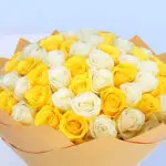 White and Yellow Rose Bouquet 3 4