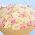 Cream and Pink Roses Bouquet 3 4