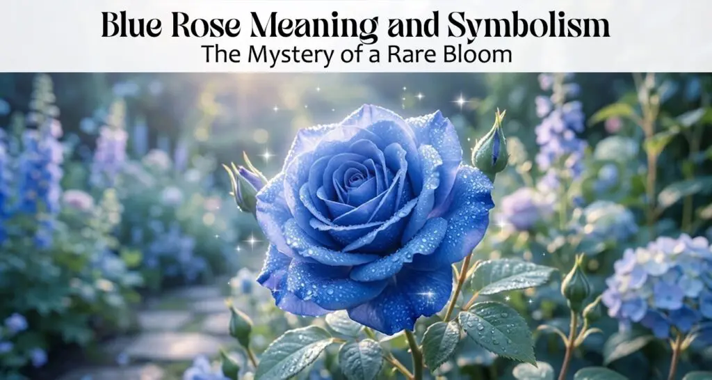 Blue rose in full bloom symbolizing mystery and rare beauty