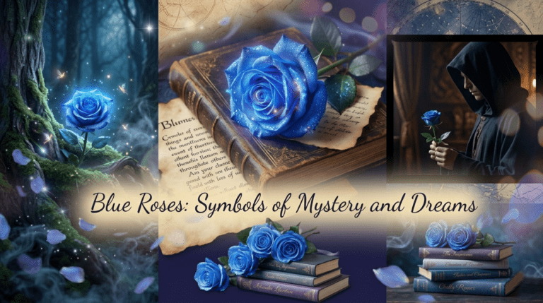 Artistic blue rose representing imagination, fantasy, and the impossible in stories.