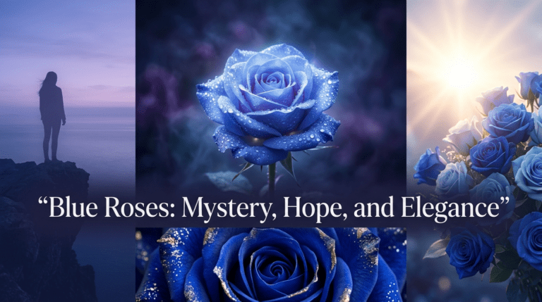 bouquet of blue roses symbolizing mystery, hope, and unattainable love