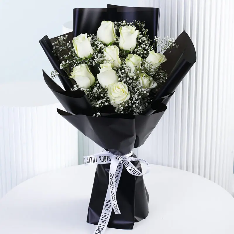 white-rose-black-wrap white rose black wrap