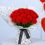 Red Rose Bouquet with Heart Balloons 3 03