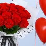 Red Rose Bouquet with Heart Balloons 4 04