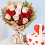 Pink-Red-rose-bouquet-cake-02