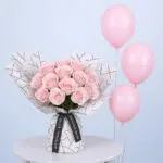 Pink Rose Celebration Bouquet 1 pink-rose-bouquet-balloons-01-08