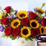 Versace Crystal Noir with Sunflowers & Red Roses 5 05
