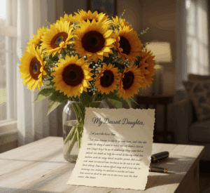 Handwritten Letters with Sunflowers