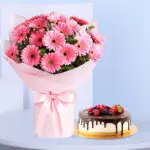 Joyful Pink Gerbera & Cake 1 pink-gerbera-with-chocolate-cake-01