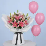Pink Lilies & Cheerful Balloons 1 pink-lilies-pink-balloons-01