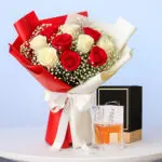 Lattafa Khamrah Unisex with Red & White Roses 1 red-white-rose-bouquet-perfume-gift-combo-01