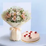 Elegant Alstroemeria & Cheesecake Duo 1 white-pink-alstroemeria-cake-01