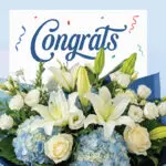 Congrats Blue Hydrangea & White Lily Bouquet 2 02