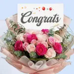 Pink Roses “Congrats” Bouquet 2 02 101
