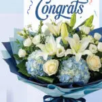 Congrats Blue Hydrangea & White Lily Bouquet 4 04