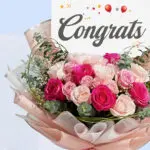 Pink Roses “Congrats” Bouquet 4 04 92