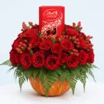Red Rose Pumpkin Arrangement with Lindt Chocolates 1 red-rose-pumpkin-with-lindt-chocolates-01-10