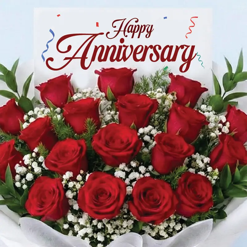 anniversary red rose bouquet 25 roses 02