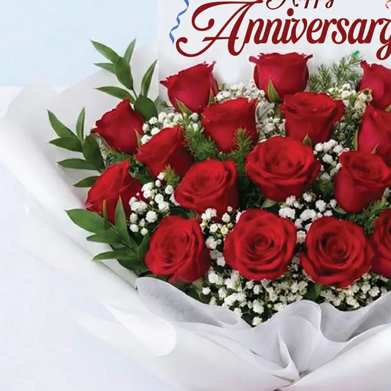 anniversary red rose bouquet 25 roses 03