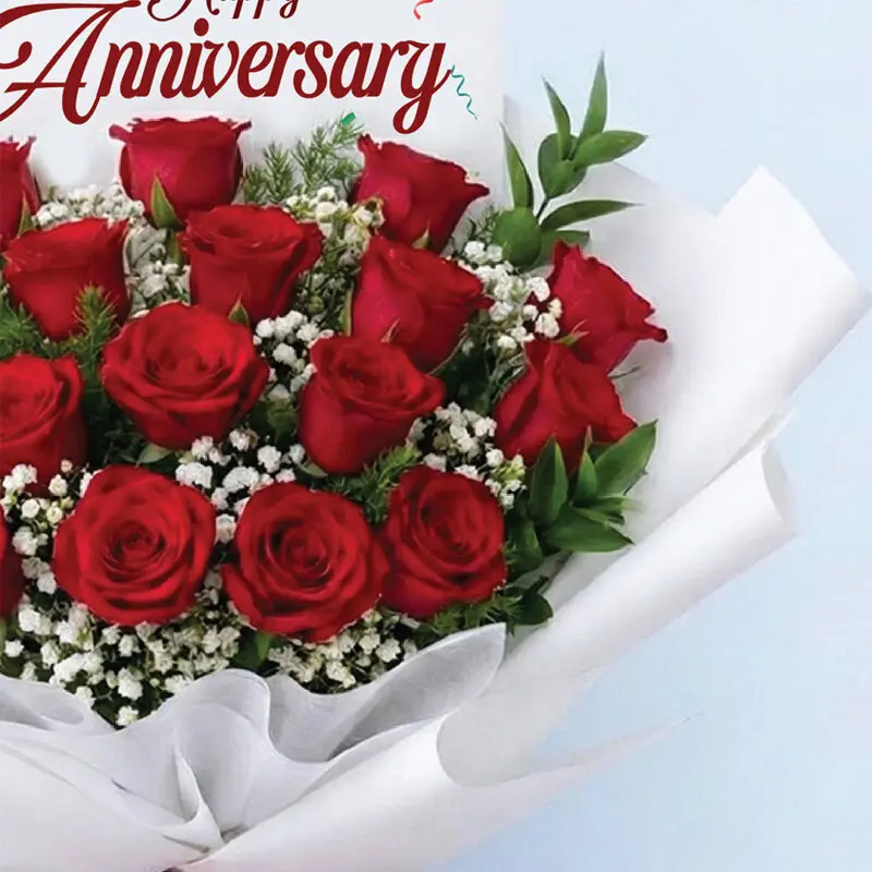 anniversary red rose bouquet 25 roses 04