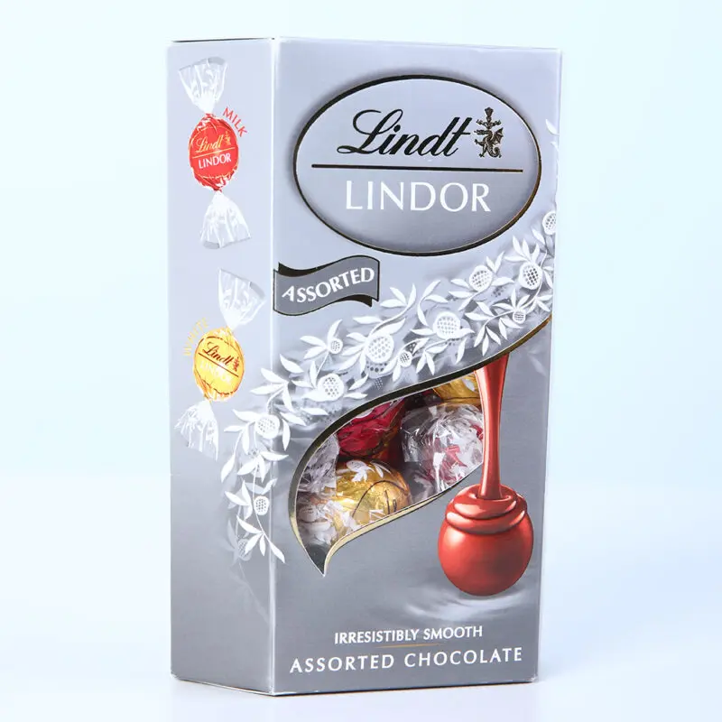 lindor-truffles-gold-box Lindt Lindor Assorted Chocolate Truffles 200g Gold Box with assorted wrapped chocolates.