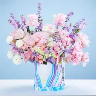 Pastel Blooms in Marble Box