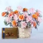 Ecuador Roses Basket with Lindt 1 peach-pink-roses-basket-with-lindt