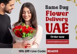 Same Day Flower Delivery UAE with red rose bouquet and 15% off