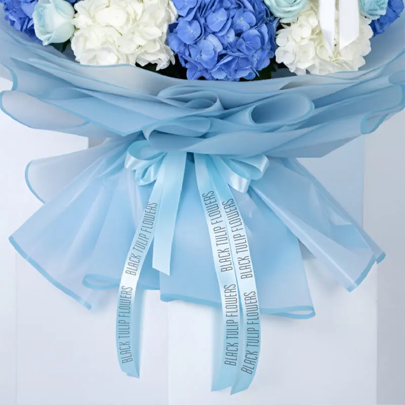 blue white hydrangea rose orchid bouquet 04